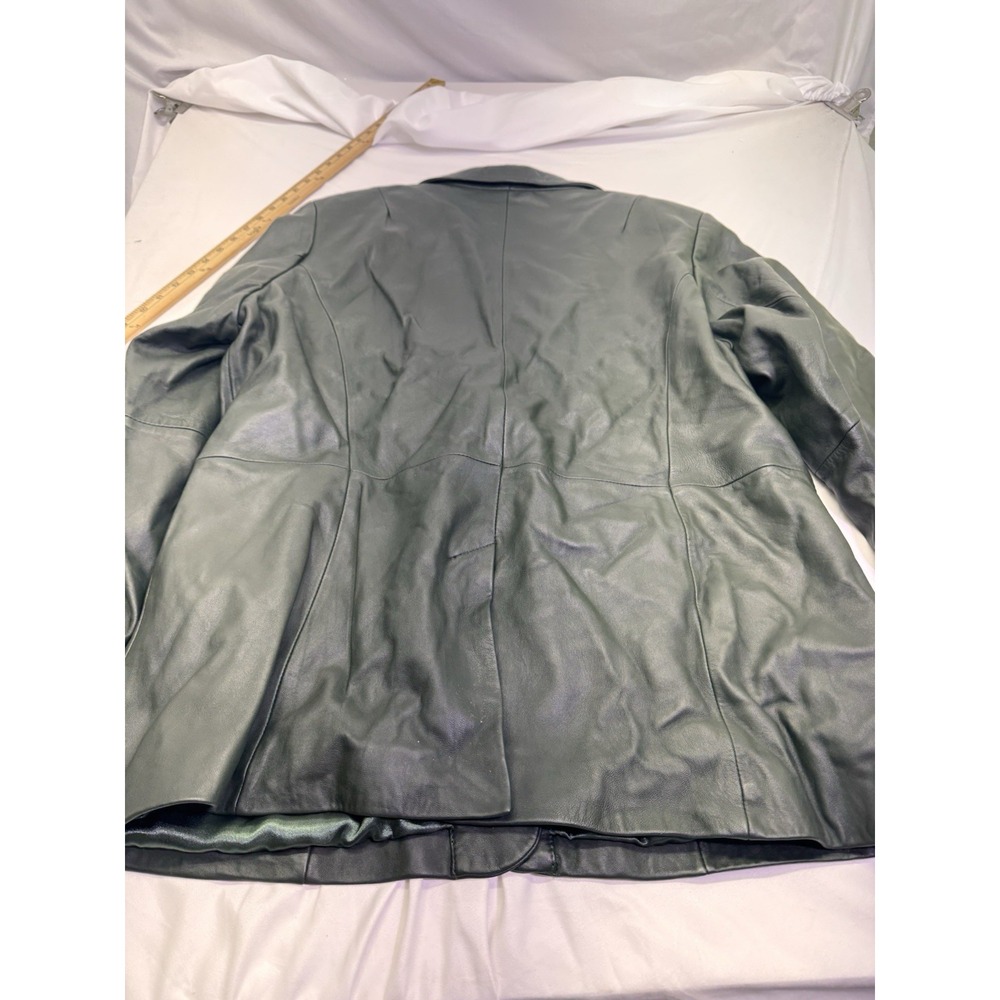 Denim and Company button up Leather Jacket Womens XL Lined Green western city - Picture 7 of 8